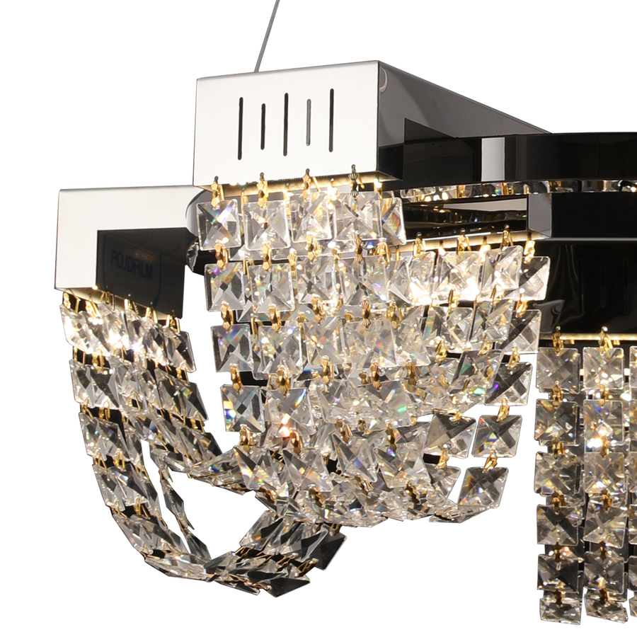 Lampadario LED in Cristallo 15W, STRATUS Magno, Diametro 50cm, Cromo Lucido, Luce Calda Neutra Fredda 3000K/4000K/6000K Altezza Regolabile, Metallo e Cristallo Lampadari in Cristallo Titolo predefinito Alessandro Design