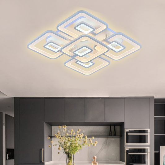 Lustra LED cu telecomanda FELIX 119W, 5 Patrate, lumina Rece/Calda/Neutra, Dimabila, Alb Lustre LED cu Telecomanda Default Title Alessandro Design