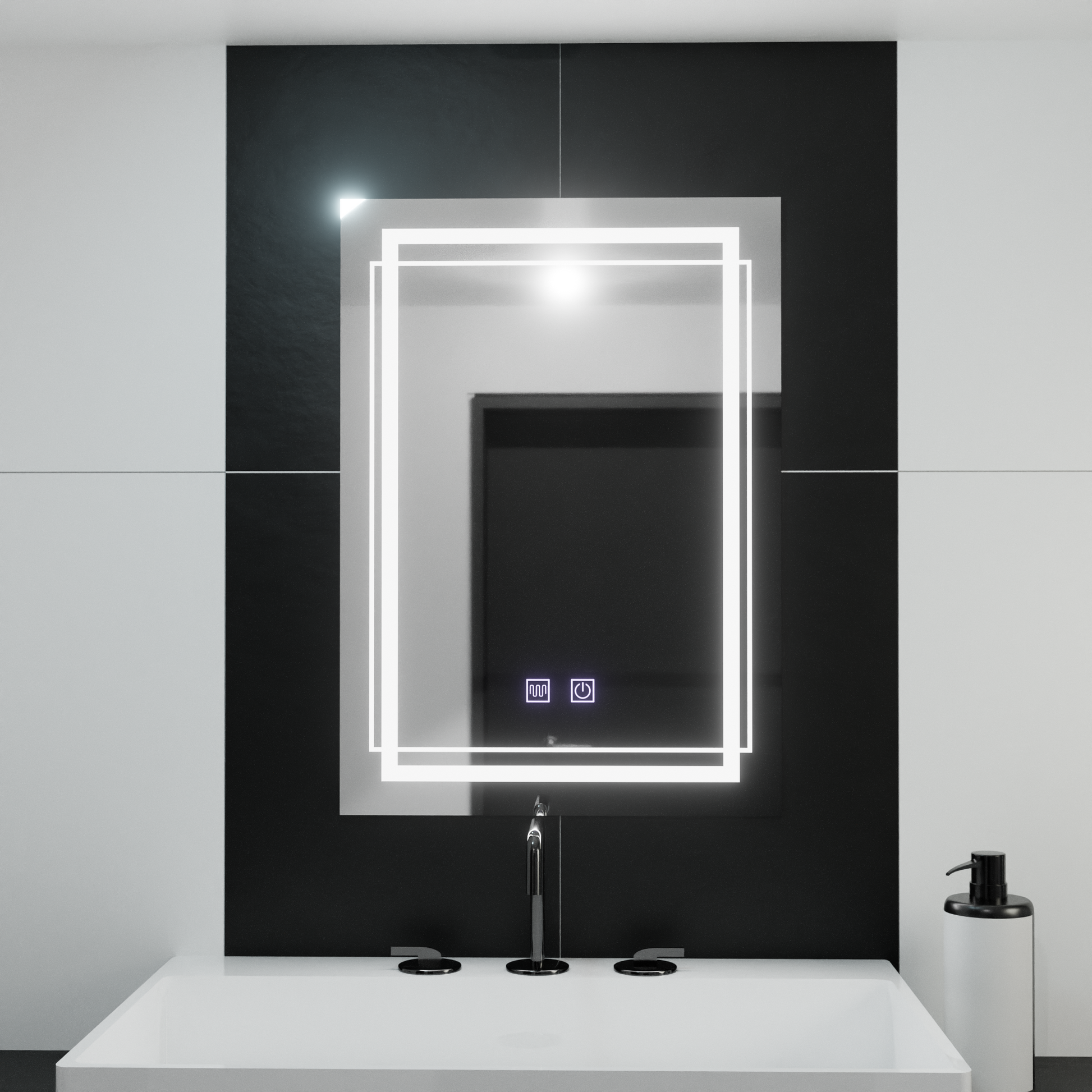 Specchio LED rettangolare, 60x80cm, KOVEN Touch, Sistema Demister, Specchi Dimmerabili Korman E Titolo predefinito Alessandro Design
