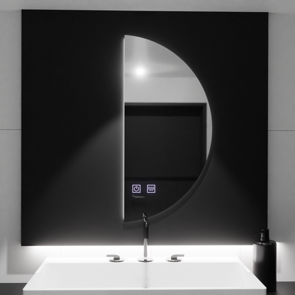 FELhold Crescent Specchio LED, 160x80cm, Sistema Touch, Luce Fredda 6000K, Dimmerabile