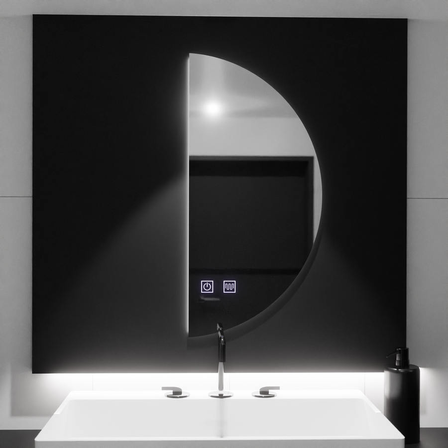 FELhold Crescent Specchio LED, 160x80cm, Sistema Touch, Luce Fredda 6000K, Dimmerabile