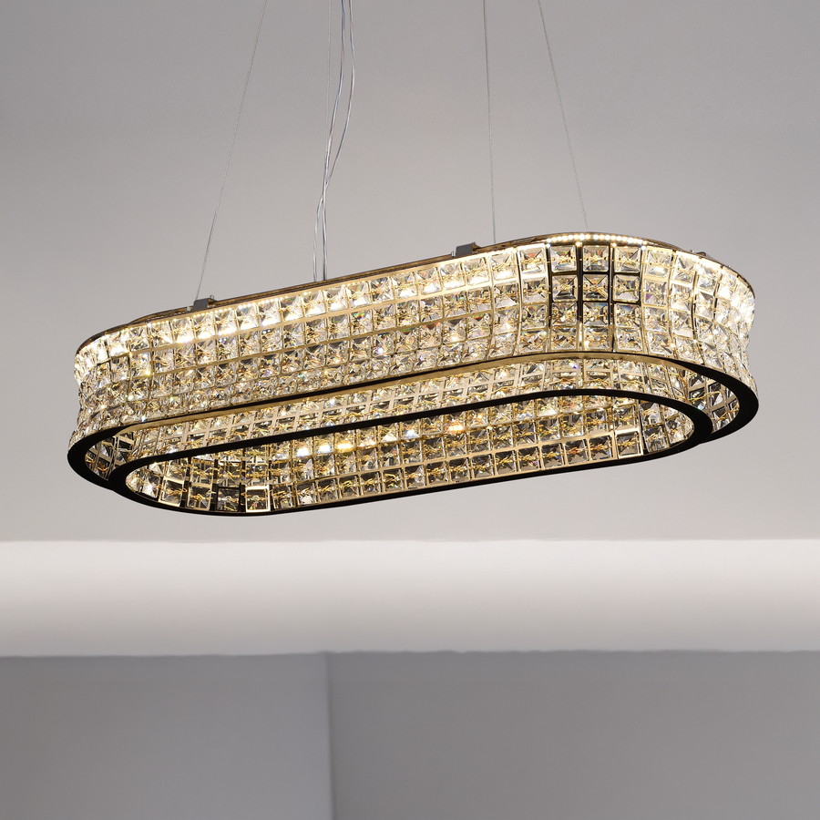 Lampadario LED con telecomando, LLC160/750X350GD, cristallo e metallo, 72W, dimmerabile, altezza regolabile, luce fredda/calda/neutra, illuminazione di lusso Lampadari LED con telecomando Titolo predefinito Alessandro Design