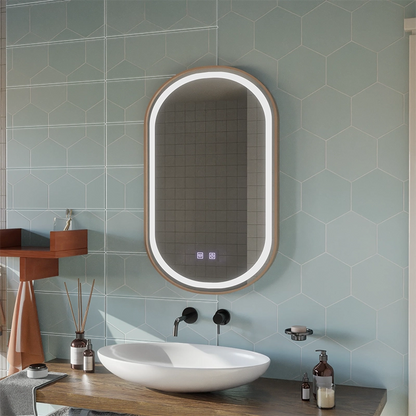 Specchio LED Touch Impora Demist System 50x80 cm Cornice Oro Rosa