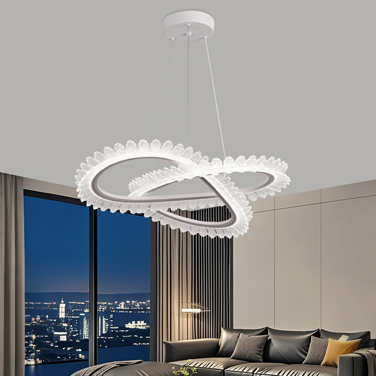 Lampadario LED con telecomando LT187WH, Cristallo e metallo, 52W, Dimmerabile, Altezza regolabile, Luce fredda/calda/neutra, Illuminazione di lusso Lampadari LED con telecomando Titolo predefinito Alessandro Design