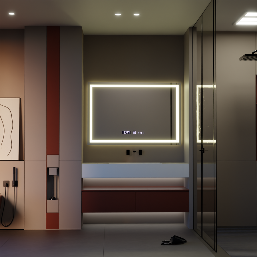 Specchio LED rettangolare 120x80cm Vérité MotionGlow Marcello, Sistema di disappannamento, Orologio e Termometro, Specchi Dimmerabili Marcello Titolo predefinito Alessandro Design