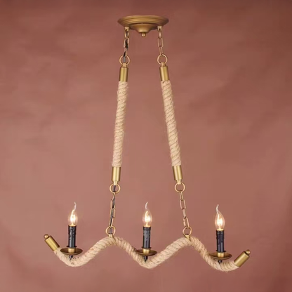 Lampadario in corda, 3xE27, marrone, metallo e corda LV572/3BK Lampadari vintage Titolo predefinito Alessandro Design