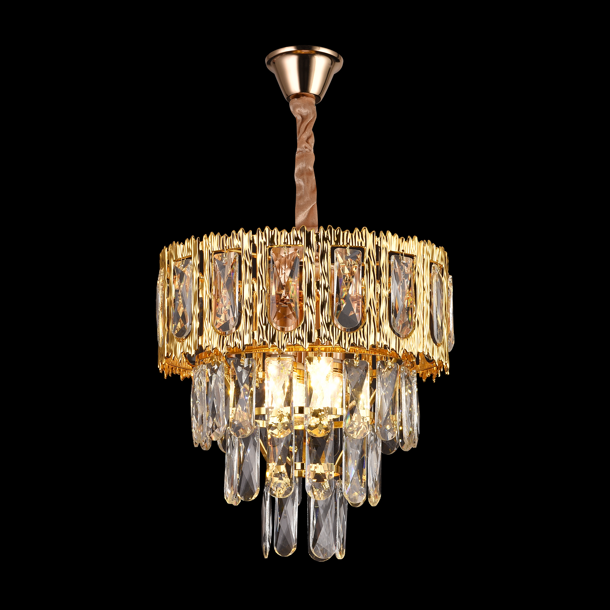 Lampadario in Cristallo BELVEDERE Petito 3xE14, Diametro 30cm, Oro Lucido, Altezza Regolabile Lampadario in Cristallo Titolo predefinito Alessandro Design