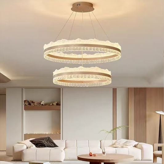 Lampadario LED a sospensione con telecomando NIVALIS, 126W, Luce Fredda/Calda/Neutra, Dimmerabile, Altezza regolabile, Lampadari LED oro con telecomando Titolo predefinito Alessandro Design