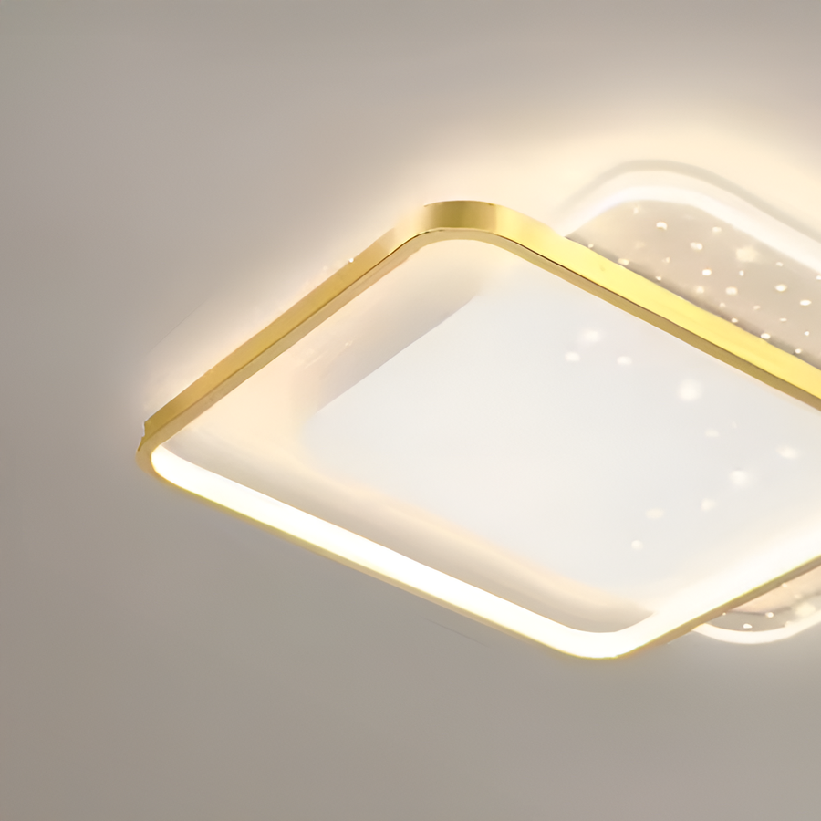 Lampadario LED con telecomando GILDRA 48W, 2 Quadrati, Luce Fredda/Calda/Neutra, Dimmerabile, Oro Lampadari LED con Telecomando Titolo predefinito Alessandro Design