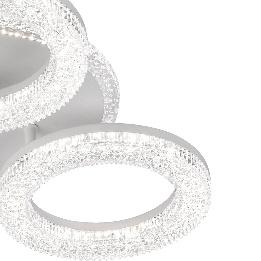 Lustră LED FREJA cu Telecomandă, 50W, 3000K/4000K/6000K, Dimabil, Alb, Cristale, 3 Cercuri Lustre LED cu Telecomanda Default Title Alessandro Design