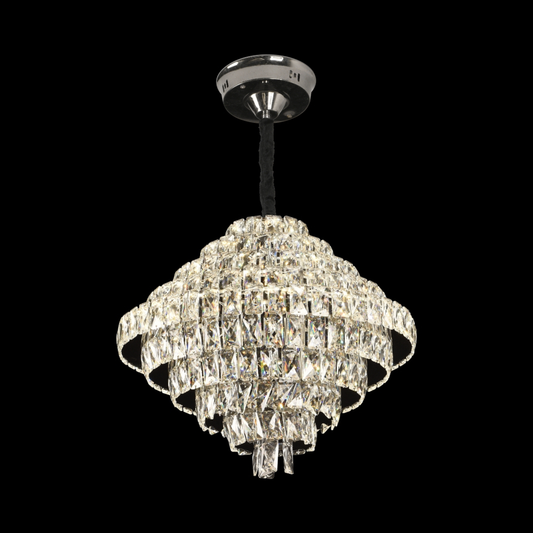 Lampadario in Cristallo Opale con telecomando, 110W, Diametro 35 cm, 3000K/4000/6000K, Cromo Lucido, Altezza Regolabile Lampadari in Cristallo Titolo predefinito Alessandro Design