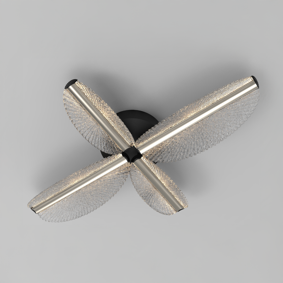 Lampadario LED con Telecomando TULLIO 43W, 4 Petali, luce Fredda/Calda/Neutra, Dimmerabile, Nero Lampadari LED con Telecomando Titolo Predefinito Alessandro Design