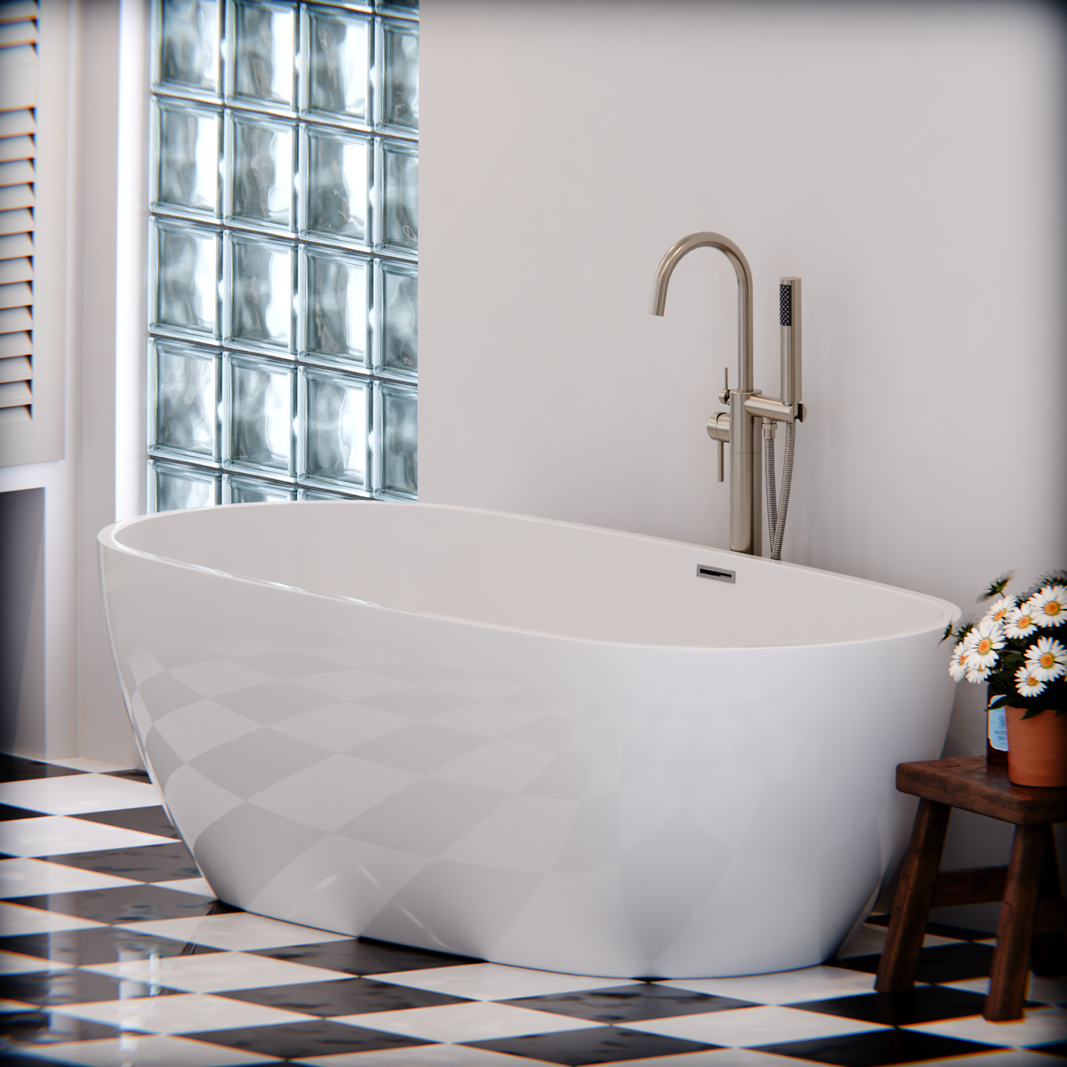 Vasca Da Bagno Freestanding, Semiovale, Acrilico, Bianco, 150×72×60 Cm Vasche Da Bagno Freestanding Titolo predefinito Alessandro Design