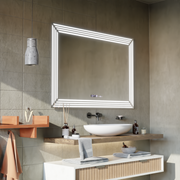 Specchio LED rettangolare, 120x80cm, sensore Venezia Marcello MotionGlow, sistema antiappannamento, orologio e termometro, specchi Dimabila Marcello Titolo predefinito Alessandro Design