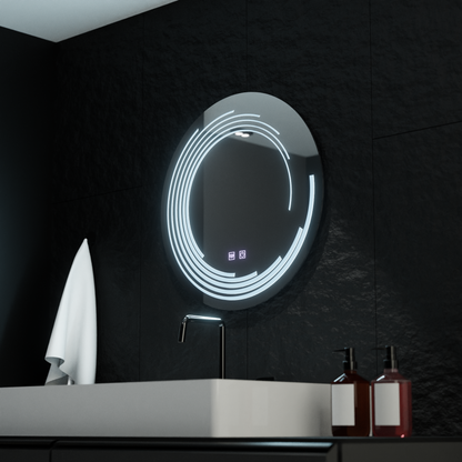 Specchio rotondo a LED, 60 cm, Lira Touch, sistema Demister, specchi dimmerabili Korman E Titolo predefinito Alessandro Design