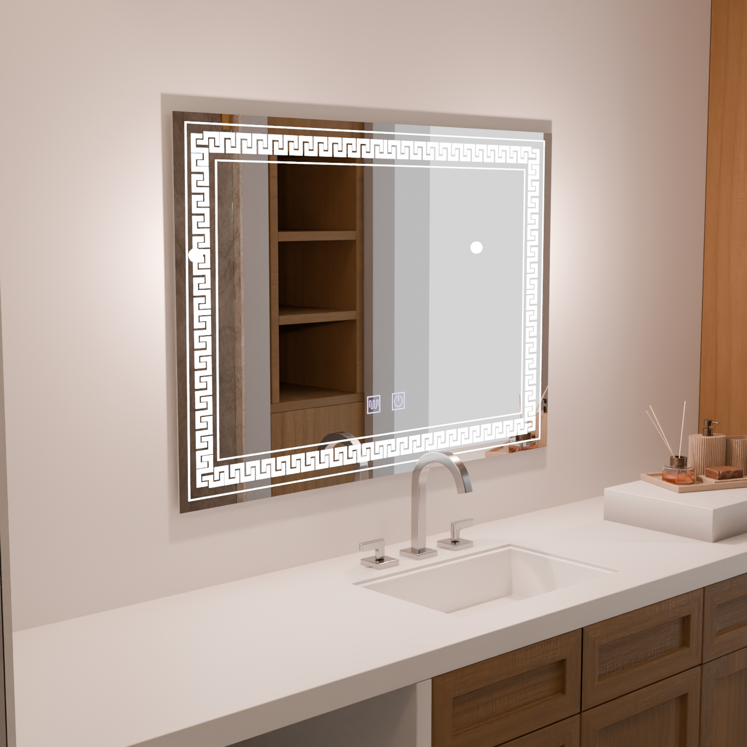 Specchio rettangolare LED 80x60 Touch Volta Sistema antiappannante Specchi Korman E Default Title Alessandro Design