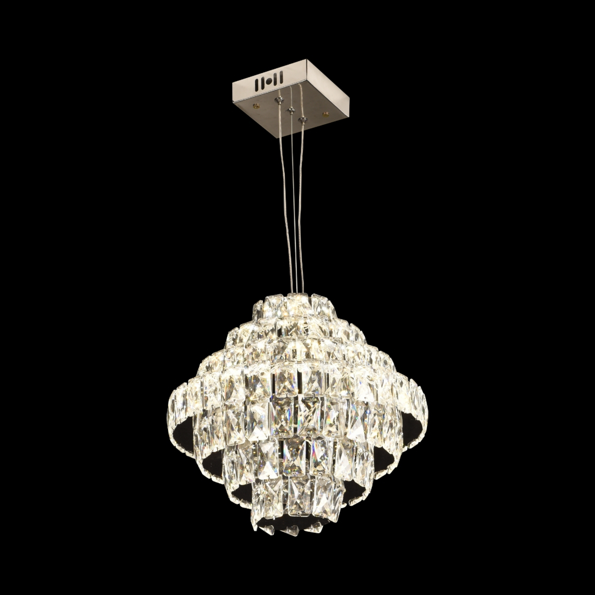Lampadario in Cristallo Opale con telecomando, 60W, Diametro 35 cm, 3000K/4000/6000K, Cromo Lucido, Altezza Regolabile Lampadari in Cristallo Titolo predefinito Alessandro Design