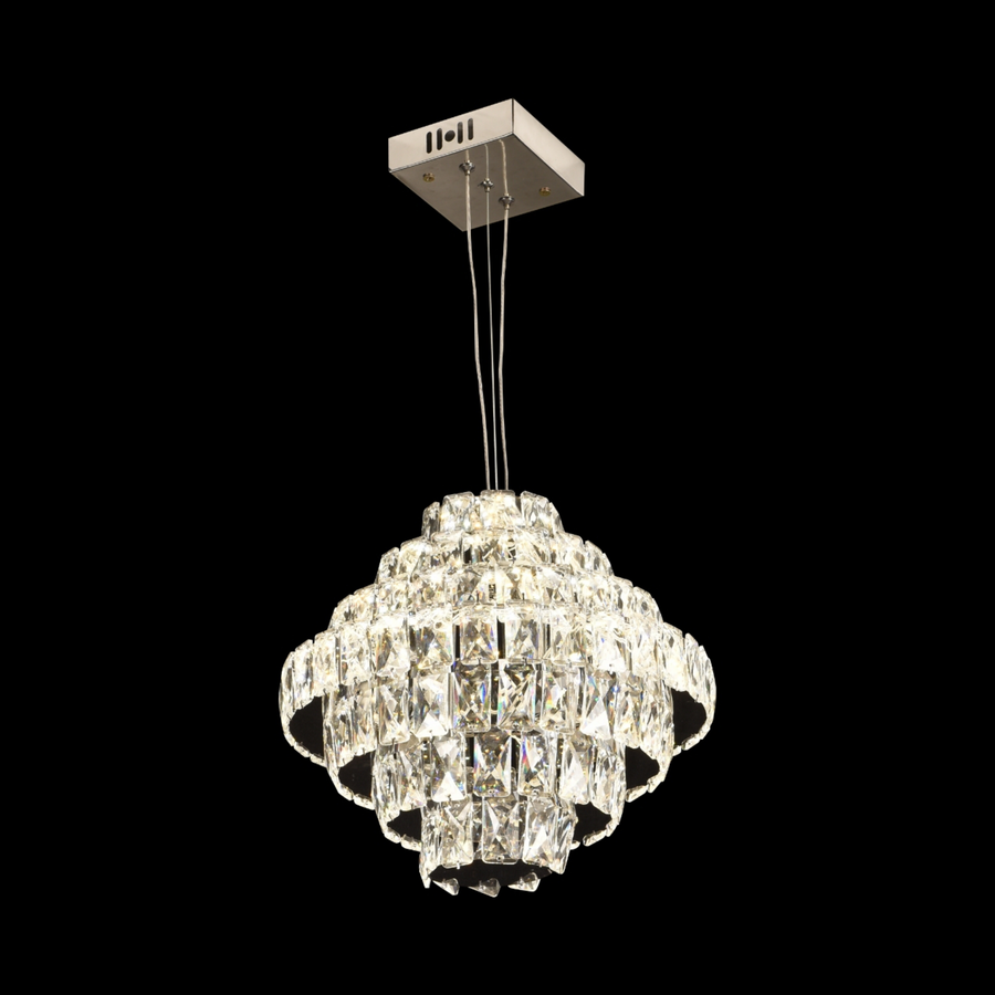 Lampadario in Cristallo Opale con telecomando, 60W, Diametro 35 cm, 3000K/4000/6000K, Cromo Lucido, Altezza Regolabile Lampadari in Cristallo Titolo predefinito Alessandro Design