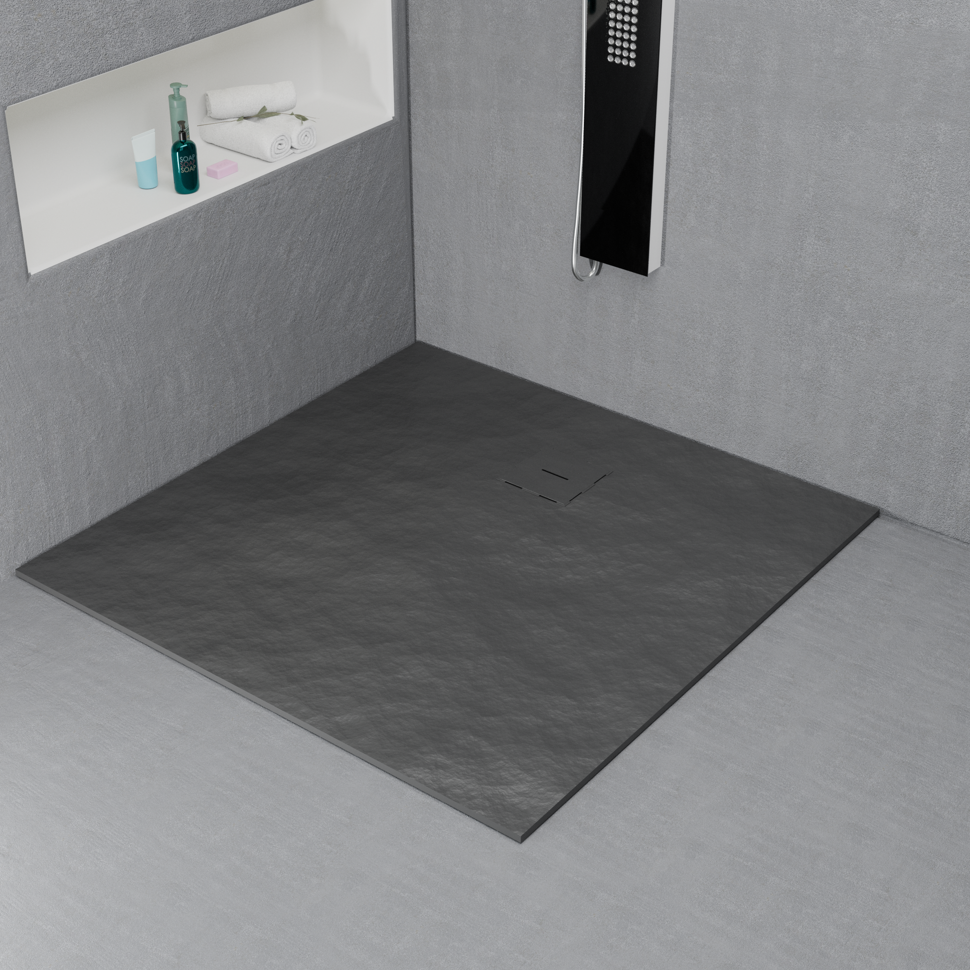 Piatto doccia quadrato 90x90 cm, slim 3 cm, grigio scuro Home & Garden Titolo predefinito Alessandro Design