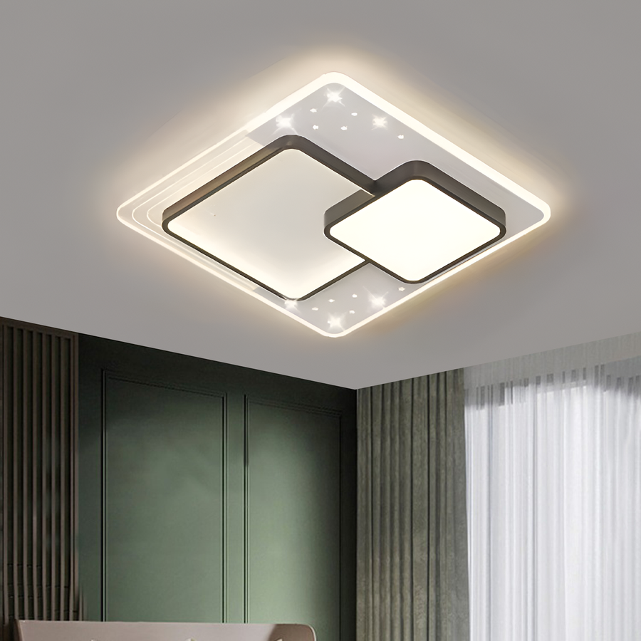Lampadario a LED con telecomando SERPENTA 60W, Quadrato, Luce Fredda/Calda/Neutra, Dimmerabile, Nero Lampadari a LED con telecomando Titolo predefinito Alessandro Design