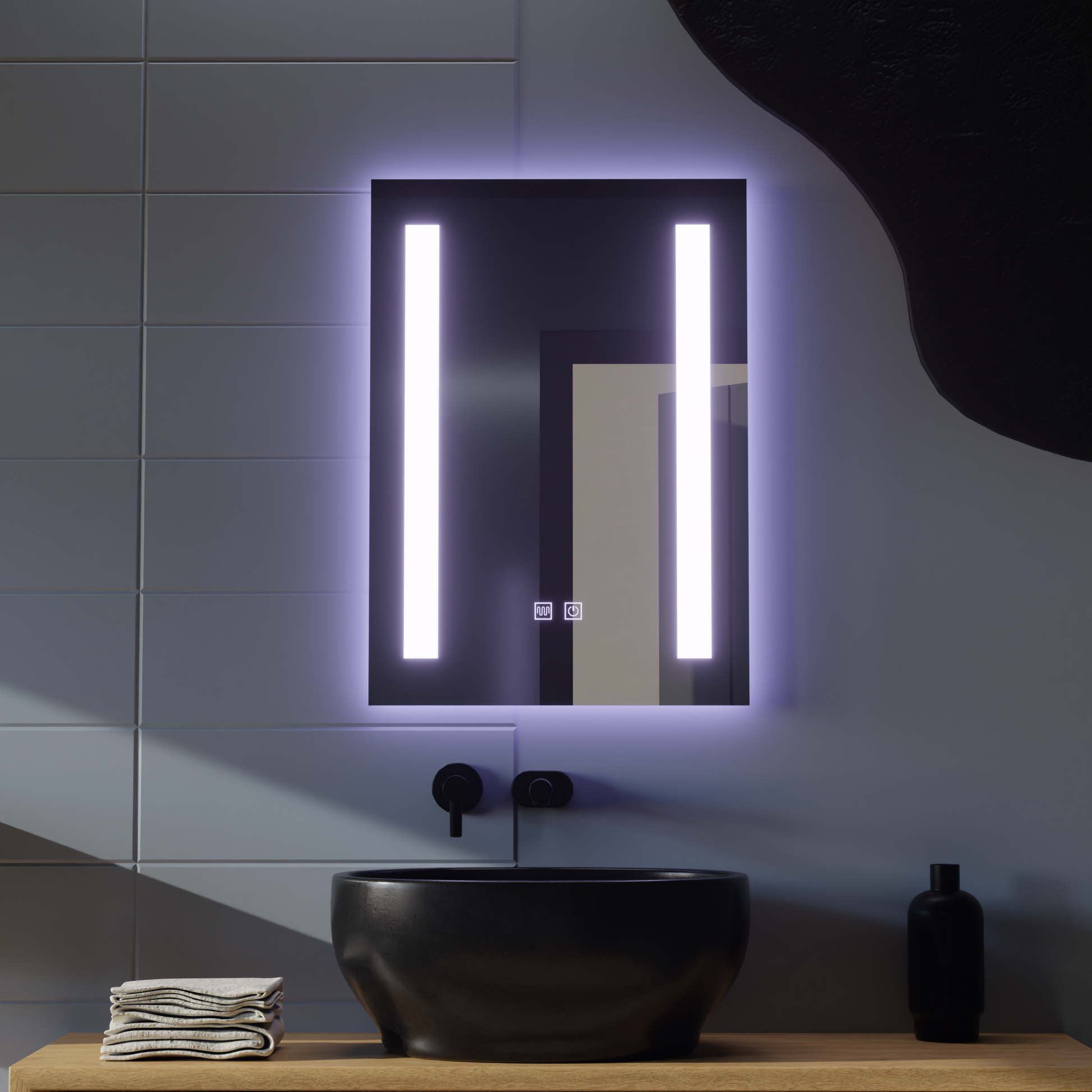 Specchio rettangolare a LED, 50x70 cm, C206S/50X70 Touch, sistema Demister, specchi dimmerabili Korman C Titolo predefinito Alessandro Design