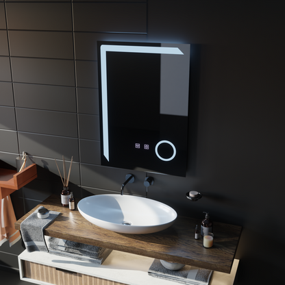 Specchio LED rettangolare, 60x80cm, Linea Touch, Sistema Demister, Specchi Dimmerabili Korman E Titolo predefinito Alessandro Design
