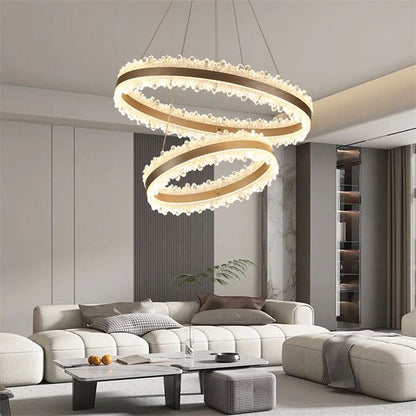 Lampadario LED a Sospensione con Telecomando NIVALIS Duo 127W, Cerchi 60x80cm, Luce Fredda/Calda/Neutra, Dimmerabile, Regolabile in Altezza, Lampadari LED Oro con Telecomando Titolo predefinito Alessandro Design