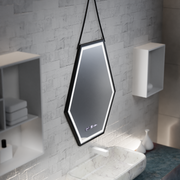 Specchio rettangolare a LED, 55x70 cm, sensore Marcello MotionGlow, sistema antiappannamento, orologio e termometro, specchi Marcello regolabili Titolo predefinito Alessandro Design