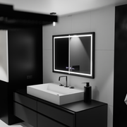 Specchio rettangolare a LED, 120x80 cm, Verite Majeste Noir Motion Glow Marcello, sistema antiappannamento, orologio e termometro, specchi dimmerabili Marcello Titolo predefinito Alessandro Design
