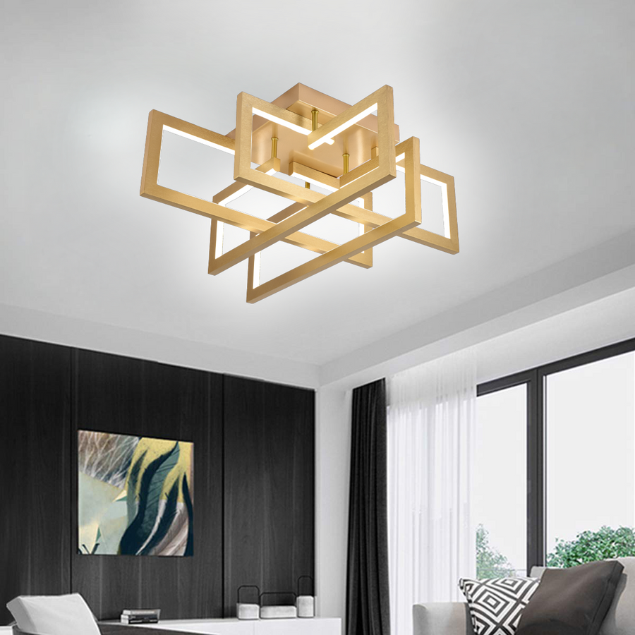 Lampadario LED con telecomando 96W, 4 Elementi, Luce Fredda/Calda/Neutra, Dimmerabile, Oro Lampadario LED con telecomando Titolo predefinito Alessandro Design