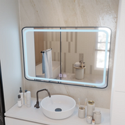 Oglinda LED Rectangulara 100x65cm EDGE Touch Sistem Dezaburire, Rama Neagra