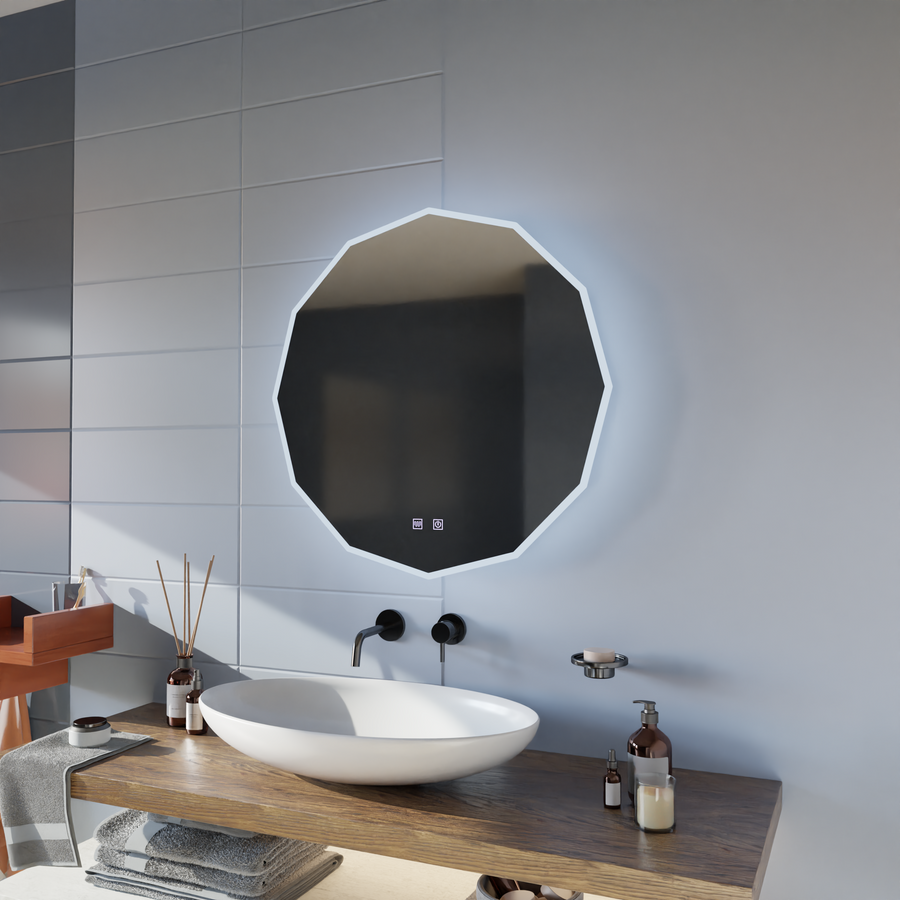 Specchio rotondo a LED, 80 cm, VIVO Touch, sistema antiappannante, specchi dimmerabili Korman E Titolo predefinito Alessandro Design