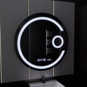Specchio rotondo a LED, 22 W, 70 cm, Visio MotionGlow Marcello, sistema antiappannamento, orologio e termometro, lente d'ingrandimento cosmetica, specchi Marcello dimmerabili Titolo predefinito Alessandro Design