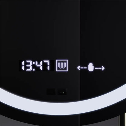 Specchio rotondo a LED, 22 W, 70 cm, Visio MotionGlow Marcello, sistema antiappannamento, orologio e termometro, lente d'ingrandimento cosmetica, specchi Marcello dimmerabili Titolo predefinito Alessandro Design