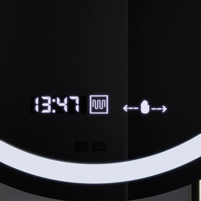 Specchio ovale a LED, 60x80 cm, Eminence MotionGlow Marcello, sistema antiappannamento, orologio e termometro, specchi Marcello dimmerabili Titolo predefinito Alessandro Design
