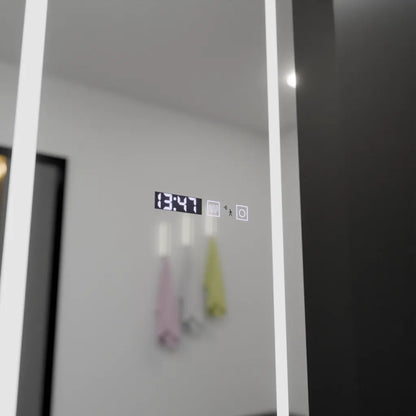 Specchio rettangolare a LED, 45x140cm, sensore radar Giulia Marcello, sistema antiappannante, orologio e termometro, Dimabila, Dressing Couture Dressing Mirrors Titolo predefinito Alessandro Design