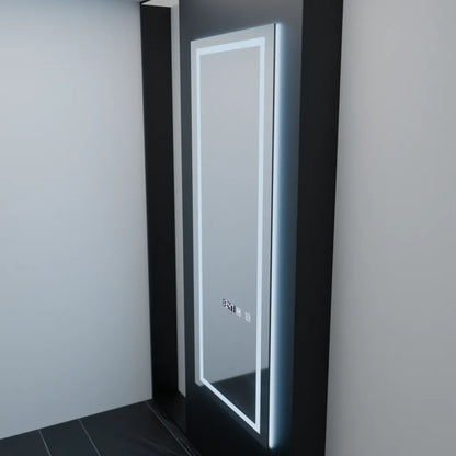 Specchio Rettangolare a LED, 60x150cm, Sensore Radar Alessia Marcello, Sistema Antiappannante, Orologio e Termometro, Dimabila, Dressing Couture Dressing Mirrors Titolo predefinito Alessandro Design
