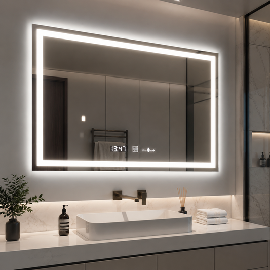 Specchio LED rettangolare 120x80cm Vérité MotionGlow Marcello, Sistema di disappannamento, Orologio e Termometro, Specchi Dimmerabili Marcello Titolo predefinito Alessandro Design