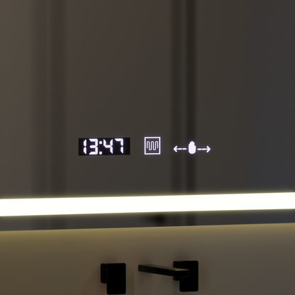 Specchio rettangolare a LED 120x80 cm Vérité MotionGlow Marcello, sistema antiappannamento, orologio e termometro, dimmerabile W09/120X80BTRGB Specchi Marcello Titolo predefinito Alessandro Design