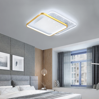 Lampadario LED con telecomando GILDRA 48W, 2 Quadrati, Luce Fredda/Calda/Neutra, Dimmerabile, Oro Lampadari LED con Telecomando Titolo predefinito Alessandro Design