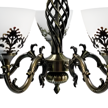 Lampadario rustico COTTAGE, 5XE27, bronzo antico, candelabri classici in metallo e vetro Titolo predefinito Alessandro Design