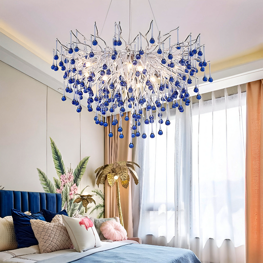 Lampadario in cristallo CC335/400CH, 4x G9, cristalli cromati e blu, 40 cm, altezza regolabile Lampadari in cristallo Titolo predefinito Alessandro Design