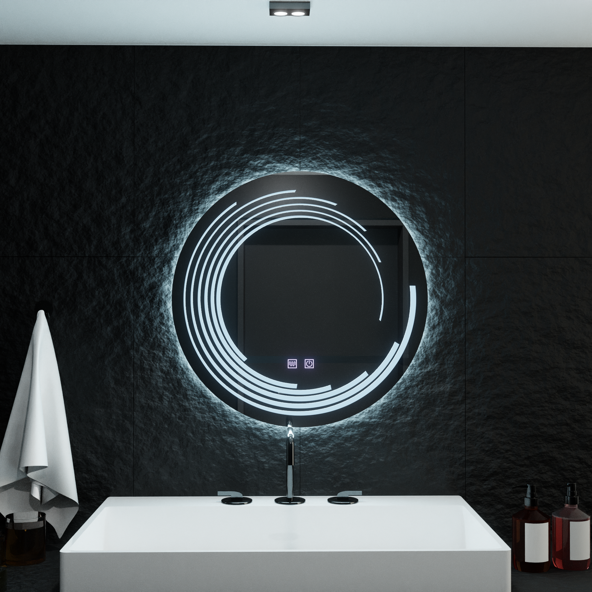 Specchio rotondo a LED, 60 cm, Lira Touch, sistema Demister, specchi dimmerabili Korman E Titolo predefinito Alessandro Design