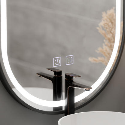 Specchio ovale a LED 60x100 cm VETRO Sistema antiappannamento dimmerabile touch, cornice nera Korman Mirrors E Titolo predefinito Alessandro Design