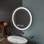 Specchio LED Touch NOVARA Sistema Demister, Orologio e Temperatura Cornice 80 cm Specchi Nero Spazzolato Korman S Titolo predefinito Alessandro Design