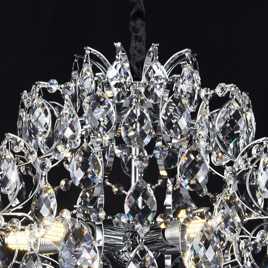 Lampadario in Cristallo CRYSTARA Nobile, 5x E14, Diametro 40cm, Lampadari in Cristallo Cromato Lucido Titolo predefinito Alessandro Design