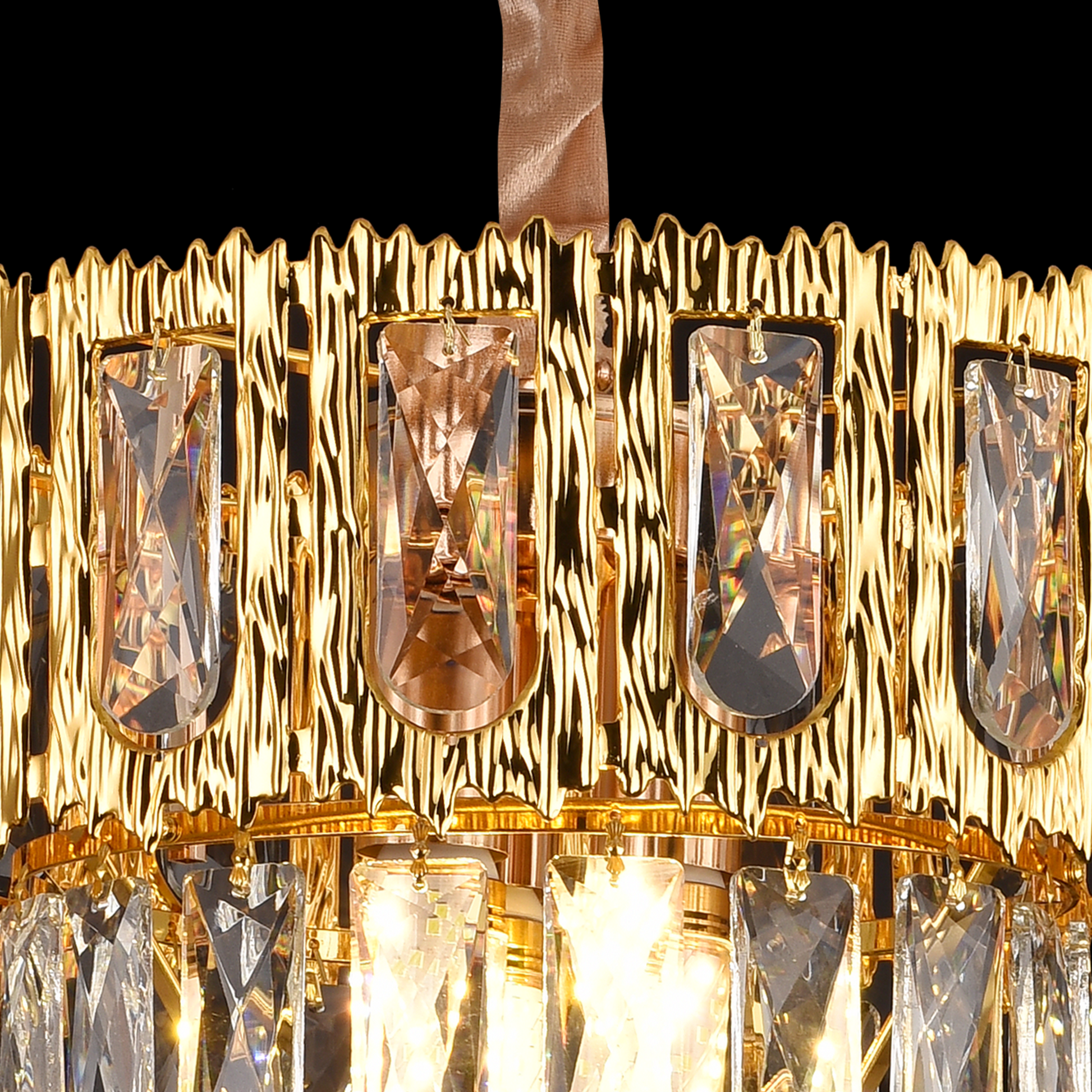 Lampadario in Cristallo BELVEDERE Petito 3xE14, Diametro 30cm, Oro Lucido, Altezza Regolabile Lampadario in Cristallo Titolo predefinito Alessandro Design