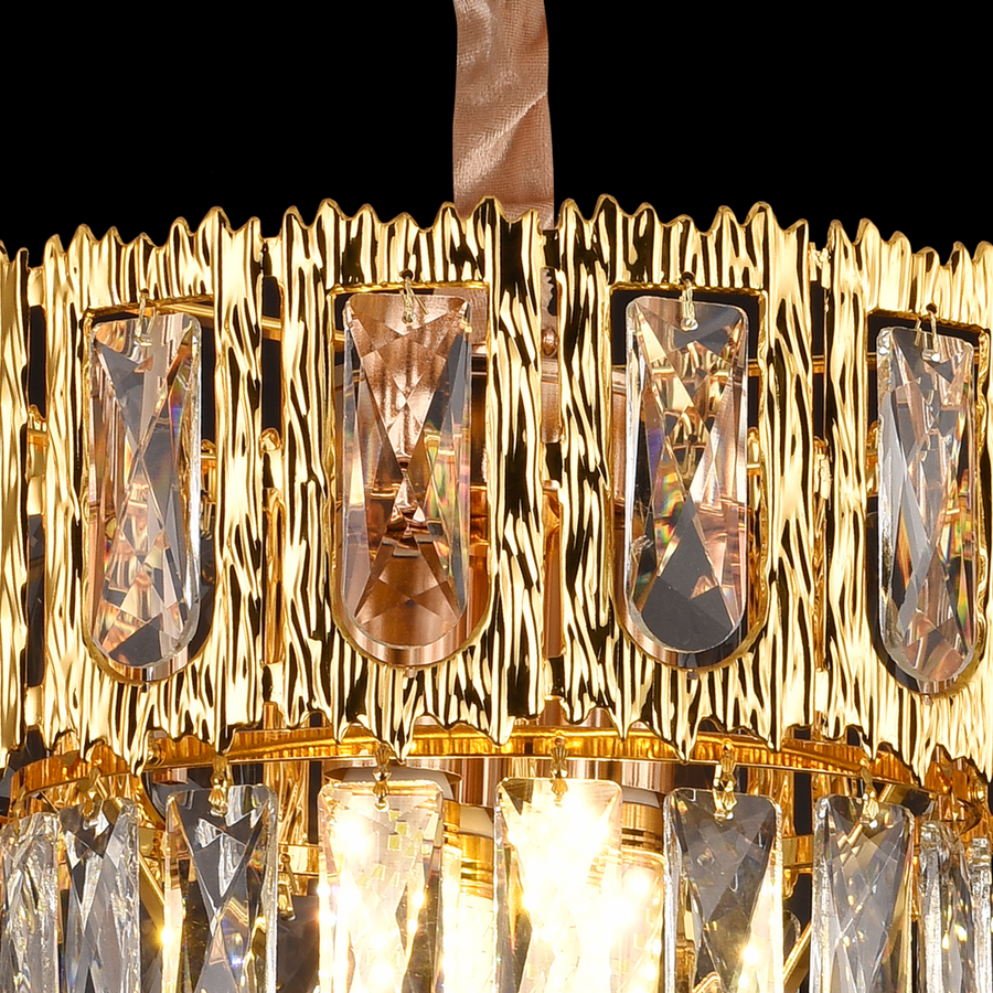 Lampadario in Cristallo BELVEDERE Petito 3xE14, Diametro 30cm, Oro Lucido, Altezza Regolabile Lampadario in Cristallo Titolo predefinito Alessandro Design