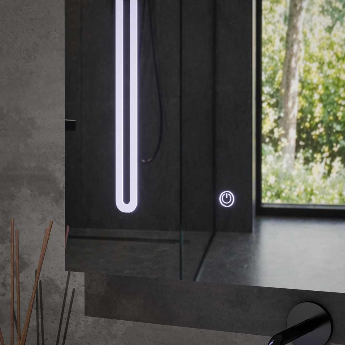 Specchio LED con contenitore PLANO 80x70 cm Bianco Sensore Touch e Specchi contenitore Contenitore Titolo predefinito Alessandro Design