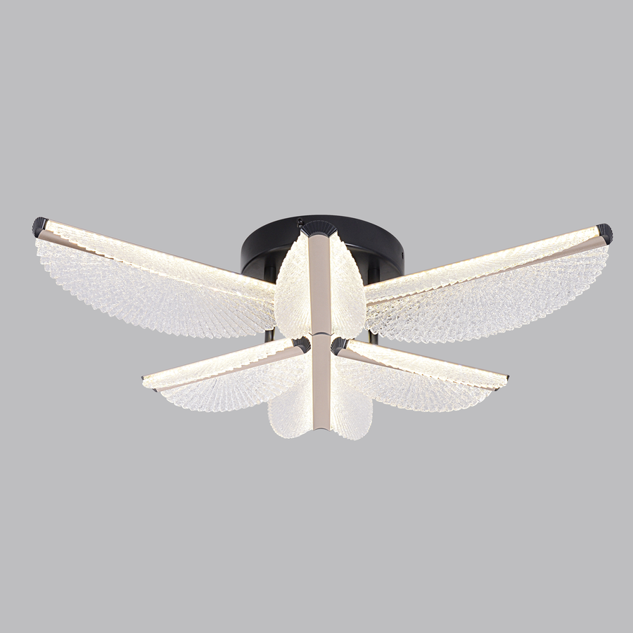 Lampadario LED con Telecomando TULLIO 67W, 6 Petali, Luce Fredda/Calda/Neutra, Dimmerabile, Nero Lampadari LED con Telecomando Titolo predefinito Alessandro Design
